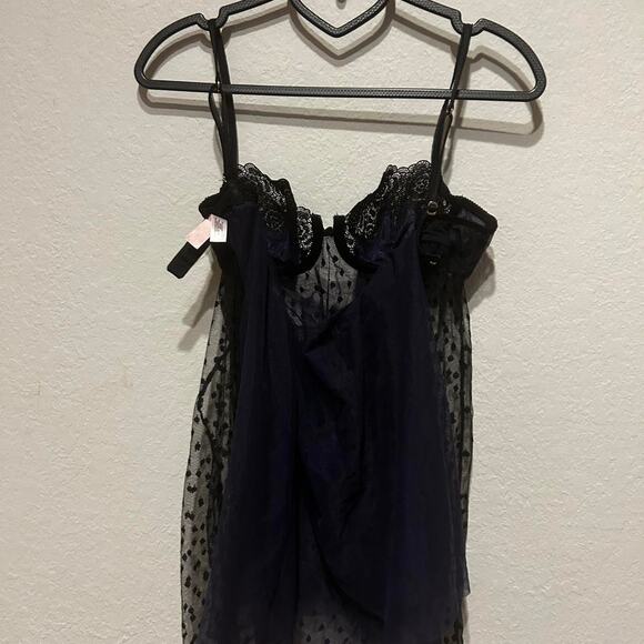 Victoria Secret Very Sexy Navy and Black lace babydoll top lingerie - Picture 5 of 8